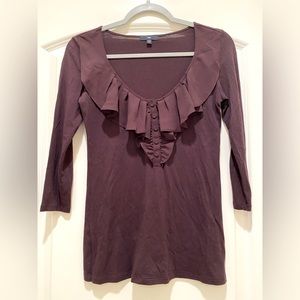 Gap 3/4 sleeve dark plum colored embellished T-shirt